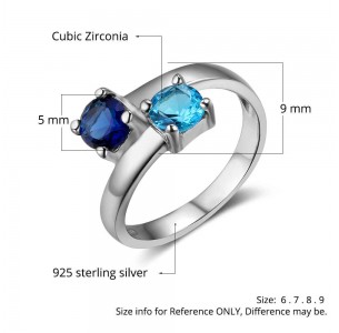 Birthstone Ring, Sterling Silver Personalized Engravable Ring JEWJORI102735